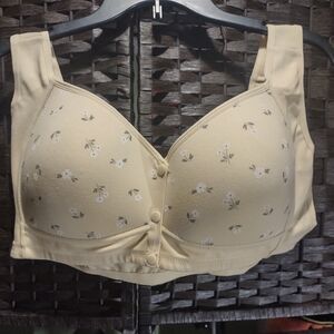 Daisy Bra Snap Front Wireless Comfort Yellow Daisy Print 3XL